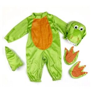 Infant Baby T-Rex Halloween Costume 4-Piece Set Jumpsuit Size 0-6 Months Unisex